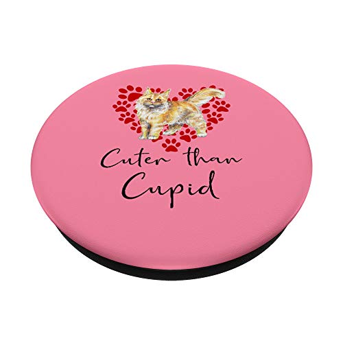 MAINE COON Cuter Than Cupip Gato Día San Valentín PopSockets PopGrip: Agarre intercambiable para Teléfonos y Tabletas