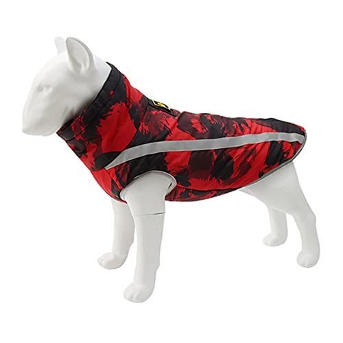 MANBOZIXi Chaqueta de perro reflectante impermeable abrigo de invierno para perro, abrigos para perros pequeños, medianos y grandes, negro/rojo, 2XL