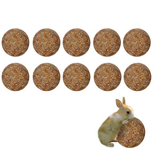 Maotrade 10 Bolas Heno Conejos, Cobayas Accesorios Hecho de Caléndula Natural y Pasto,Adecuado para Accesorios de Conejillo de Indias, Hámster, Totoro y Conejo Juguete