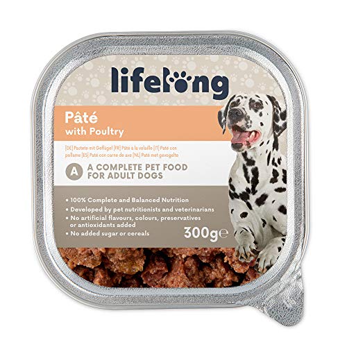 Marca Amazon - Lifelong Dog Food - Paté con carne de ave, Paquete de 10 x 300g
