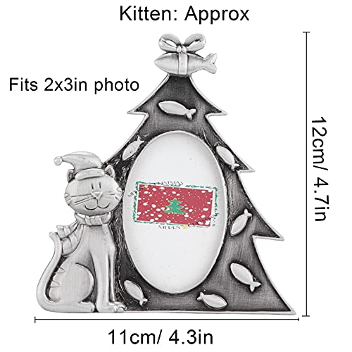 Marco de Fotos Conmemorativo para Mascotas, Encantador Marco de Fotos para Mascotas con Forma de árboles de Navidad, Lindo 2 X 3 Pulgadas, Hermoso para Amantes de los Animales para(Gatito (5206X))