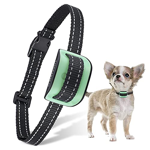 MASBRILL Collar Antiladridos para Perros Pequeños y Medianos y Grande con Sonido y Vibración, Collares Anti ladridos Dispositivo 7 Niveles de Sensibilidad Ajustables - Verde
