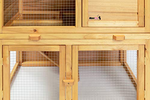 MaxxPet Jana Jaula para conejos - Hamaca de jardín - Casa para pequeños animales de madera de abeto - 85 x 45 x 97 cm