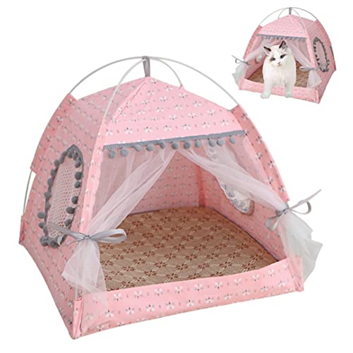 MaylFre Pet Tent Pet Tent Porte Portable Cable Cable Cama DE Perrito TRANSPLETLE por CASA DE Perro Cava Rosa Rosa M
