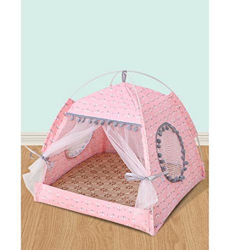 MaylFre Pet Tent Pet Tent Porte Portable Cable Cable Cama DE Perrito TRANSPLETLE por CASA DE Perro Cava Rosa Rosa M