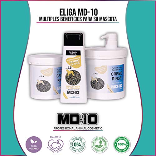 MD-10 COLLECTION Champú + Acondicionador para Perro de Agua + 2 Botellas Mezcladoras (750ml, Blanco)