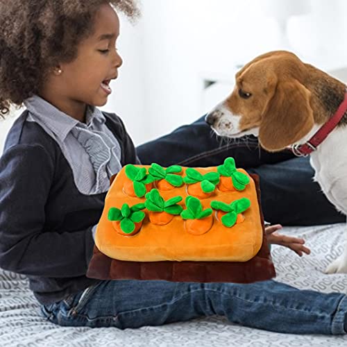 mementoy Juguete de Zanahoria con Alfombrilla para Snuffle para Perros - Alfombrilla de alimentación interactiva para Cachorros con 8 Juguetes de Zanahoria | Dispensador de Comida Lindo Perro