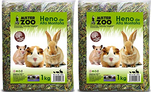 Mister Zoo HENO para Hamsters HENO DE Conejo HENO COBAYA HENO Alta MONTAÑA Conejo Pack DE 2 Unidades DE 1 KG