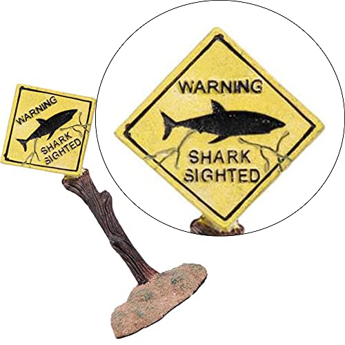 NA Señal de advertencia de tiburón para acuario decoración de paisaje subacuático decoración para tortugas terrario pecera acuario