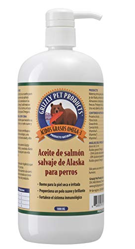 Natural Greatness Aceite de Salmón Salvaje de Alaska Grizzly. Producto Natural Puro para su Mascota (1000 ml)