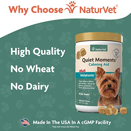 NaturVet Quiet Moments Soft Chews Safe Use Reduce Stress Travel Motion Sickness 180 Count