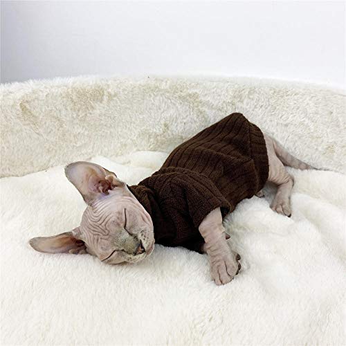 NELIT Sphynx Cat Ropa Cálido Suéter de Cuello Alto Pies de Pelo Cat Ropa de Gato-Café pies Cortos_L