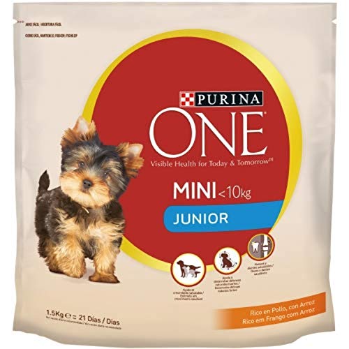 Nestlé Purina One Comida para Perro Junior pienso para Perro con Pollo y Arroz 1.5 g - Pack de 6
