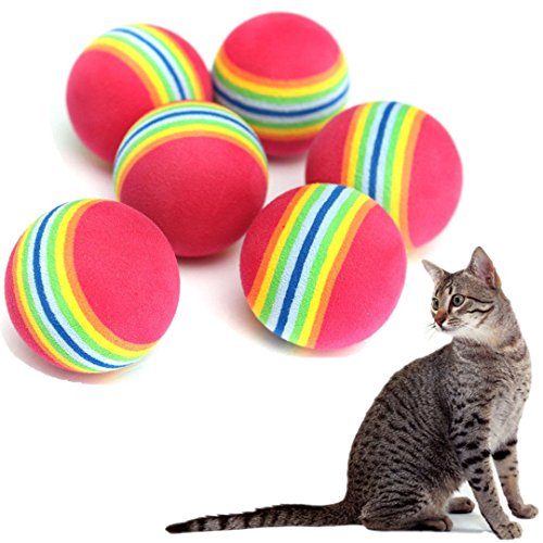 Nikgic - 10 pelotas de gato de 3,5 cm de espuma suave juguetes de animales arcoíris pelotas pequeñas para mascotas pelota de espuma suave para gato