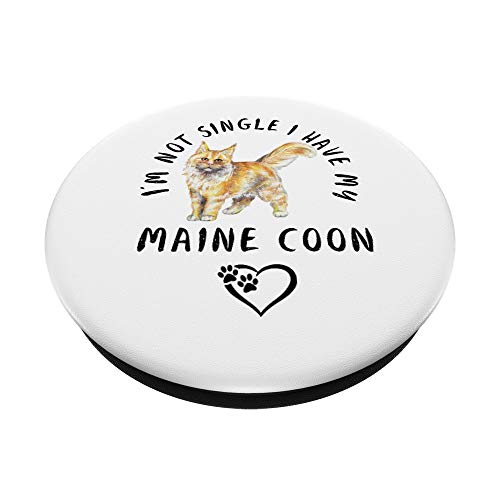 No estoy soltera tengo mi Maine Coon Dia San Valentín PopSockets PopGrip: Agarre intercambiable para Teléfonos y Tabletas