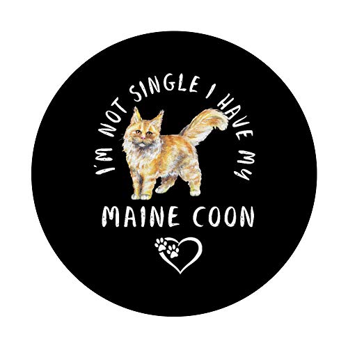 No estoy soltera tengo mi Maine Coon Dia San Valentín PopSockets PopGrip: Agarre intercambiable para Teléfonos y Tabletas