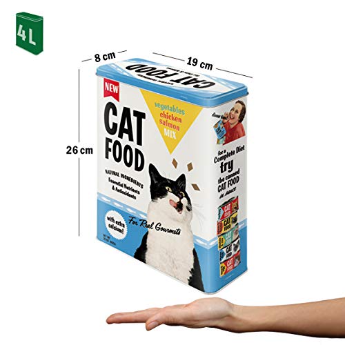 Nostalgic-Art Caja de Almacenamiento Retro XL, Cat Food Mix – Idea de Regalo para dueños de Gatos, Lata Grande de Alimentos Secos, Diseño Vintage, 4 l