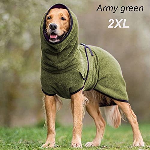 Nueva ropa de invierno toalla trajes de galgo Pitbull sudaderas con capucha chaqueta para perro ropa cálida arnés chaleco ropa ropa para mascotas abrigo (XXL, verde militar)