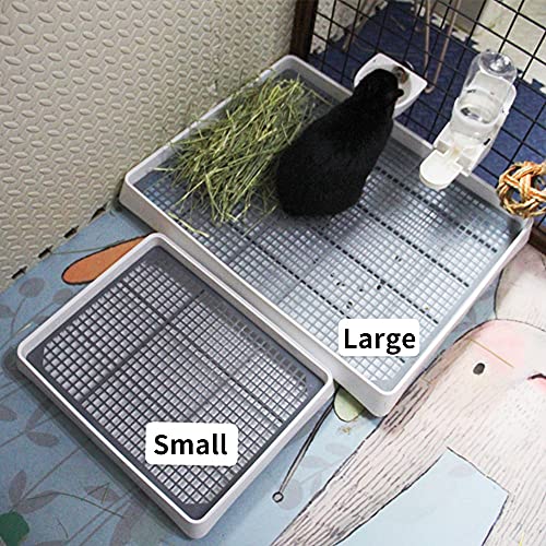 Oncpcare Caja de arena de conejo con rejilla, bandeja de arena de conejo para jaula, extra grande para baño, bandeja de arena de conejo