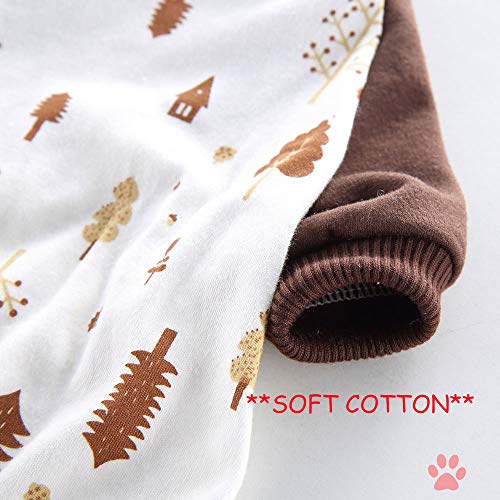 Oncpcare Paquete de 2 pijamas (oso+bosque) para perro, ropa de noche de algodón suave, ropa de dormir para perros, cachorros y gatos