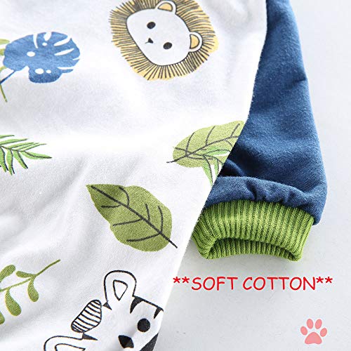 Oncpcare Paquete de 2 pijamas para perro (león+zorro) de algodón suave, ropa de dormir para perros, cachorros y gatos
