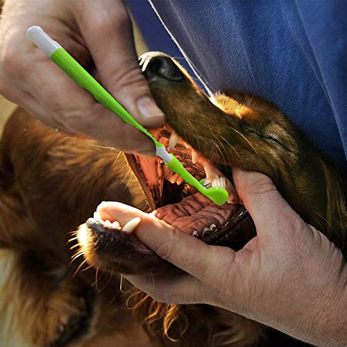 onebarleycorn – 7 Piezas Cepillo de Dientes para Perros,Cepillo Dientes para Mascotas de Triple Cabeza Cepillo de Dientes con Dedos de Silicona Cuidado de los Dientes de Perro y Gato