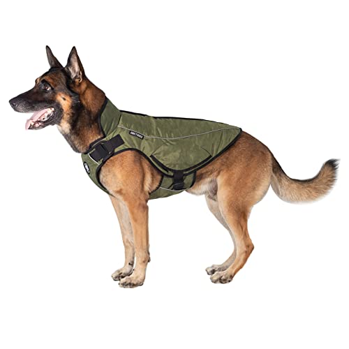 OneTigris K9 - Abrigo para perros Aquiles Bomber, estilo polar, resistente al viento y al agua, chaqueta de invierno para perros pequeños, medianos y grandes (verde, L)