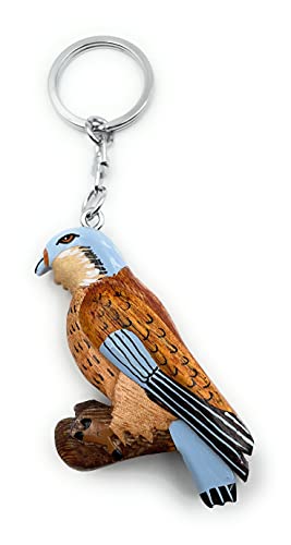 Onwomania Llavero de madera pájaro loro periquito azul marrón cría pájaro canario colgante encanto