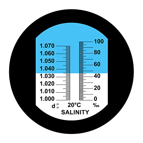 Óptica salinidad 0 - 10% refractómetro, doble escala (1,0 A 1.070 S.G/0 - 100ppt) para depósito de sal agua de mar acuario, industria naval, con luz LED y pipetas