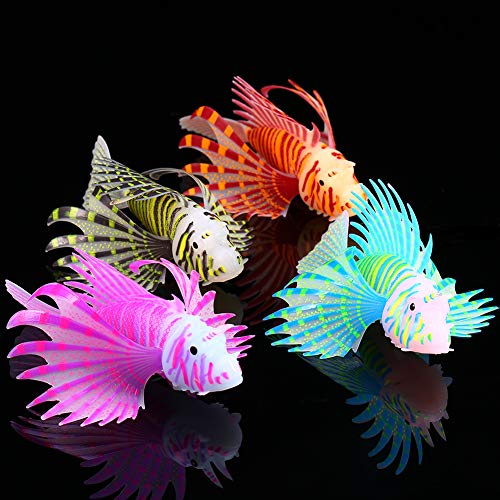 OyunngsPeces Artificiales, Adornos de Acuario de Peces Fluorescentes Peces de Silicona Artificial 3D, para decoración de paisajes de acuarios