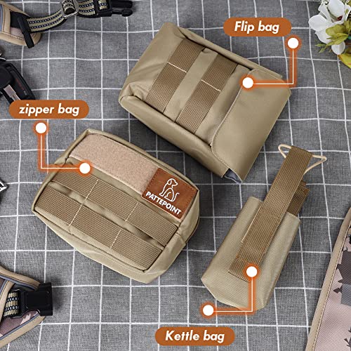 Pattepoint Mochila de Accesorios Adicional Dog Harness Bag para Sistema MOLLE, para Arnés Táctico para Perros, Bolsas Laterales para Arnés Perros Grandes - Amarillo