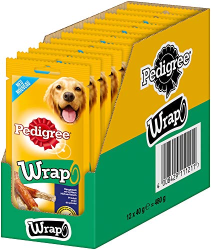 Pedigree Wrap – Palitos para Masticar para Perros – Cubierto con Pollo – para recompensa Durante el Entrenamiento o Simplemente Entre Tiempo – 12 x 40 g