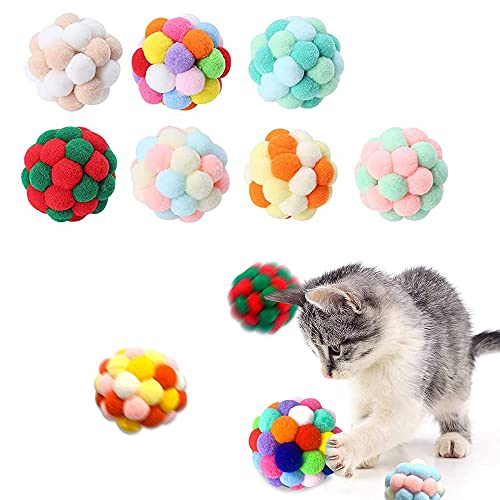 Pelota Colorida para Mascotas, 7 Piezas Bola De Peluche para Gato, Pelotas De Juguete para Gatos, para Aumentar La Relación Entre El Dueño y La Mascota (Color)