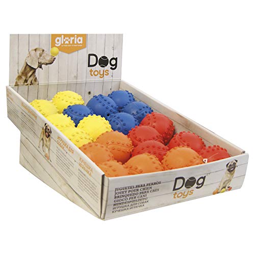Pelota para Perros Gloria - Tamaño 6 cm - Consistente y Duradera - Juguete para Perros - Pelota Béisbol para Perros - para Botar y Lanzar - Color Variado