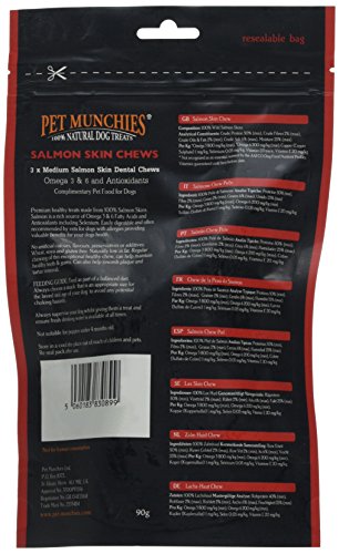 PET MUNCHIES - Salmon Skin Chews Mediano, 0.1KG
