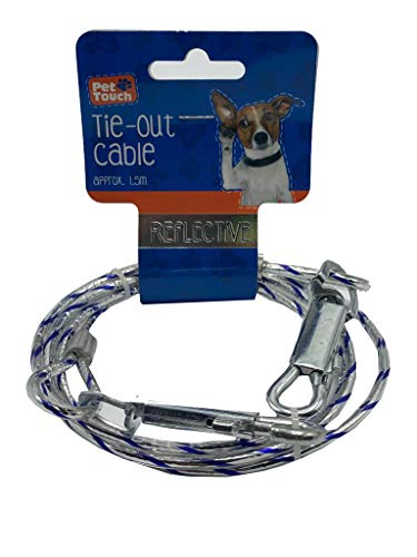 Pet Touch Dog Tie Out Cable reflectante de acero inoxidable a prueba de masticar a prueba de perros pequeños y medianos correa para cachorros (azul)