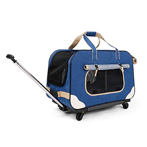 PETEMOO Transportín Plegable para Mascotas con Ruedas extraíbles Bolsa de Transporte para Gatos Perros, Conejos, Gatitos, Cachorros, Viajes, Senderismo, Camping
