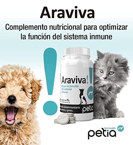petia Vet health ARAVIVA! Complemento Nutricional para Optimizar la Función del Sistema Inmune. para Perros y Gatos.