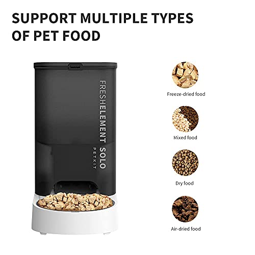PETKIT Comedero automático para gatos compatible con wifi con control de porciones, compatible con alimentos liofilizados, diseño de doble alimentación (gris)