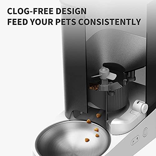PETKIT Comedero automático para gatos compatible con wifi con control de porciones, compatible con alimentos liofilizados, diseño de doble alimentación (gris)