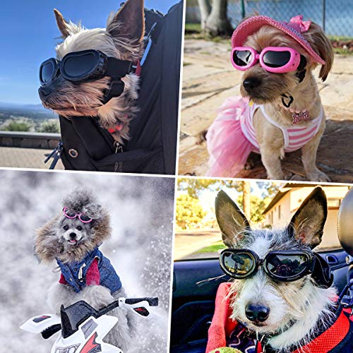 PETLESO Gafas de Sol para Perros, Resistentes al Agua, UV, para Perros pequeños, Color Rosa