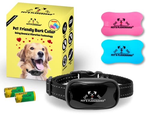 Pet's Playground ® 3 en 1 (Rosa, Azul y Negro) Collares antiladridos para Perros | 2 baterías Incluidas | Detiene los ladridos excesivos para Todas Las Razas y tamaños de Perros