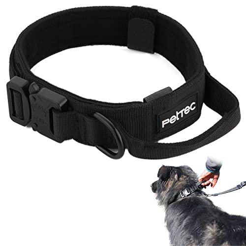 PetTec Collar para Perros Pequeños de Nylon - Ajustable, Nylon D200, Acolchado Neopreno - Collares para Cachorros con Asa, Anilla D y Hebilla de Liberación Rápida - Resistente al Exterior - 34-44cm