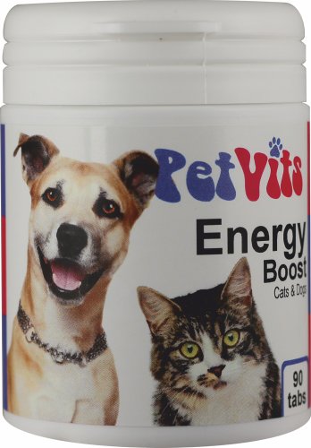 PetVits Fórmula Energy Boost para Gatos y Perros - 90 Comprimidos, en una Olla reciclable