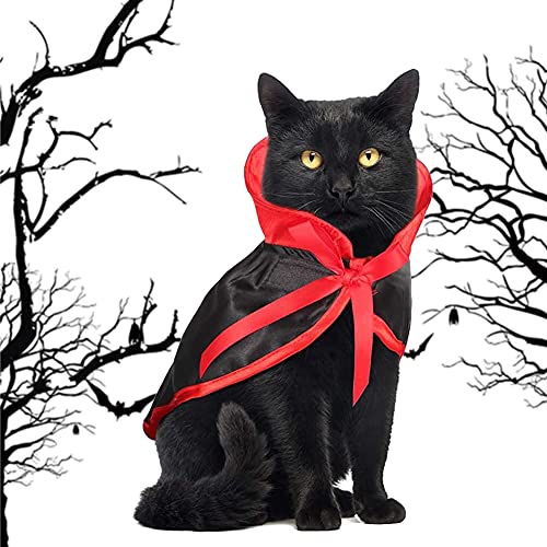 PHIEZC Disfraz de Halloween para mascotas, divertido disfraz de vampiro, capa y sombrero, para mascotas, adecuado para perros pequeños y gatos