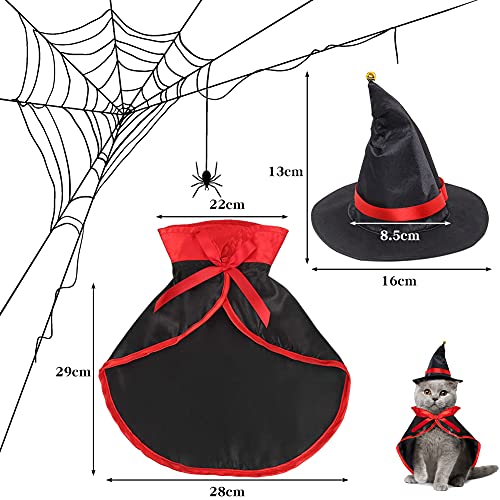 PHIEZC Disfraz de Halloween para mascotas, divertido disfraz de vampiro, capa y sombrero, para mascotas, adecuado para perros pequeños y gatos