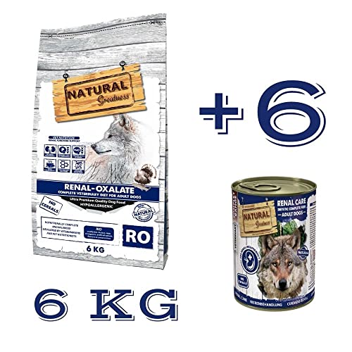 Pienso para Perros Cuidado RENAL Sin Cereales Natural Greatness + 6 Latas 400 grs | ANIMALUJOS (Saco 6 Kg + 6 Latas)