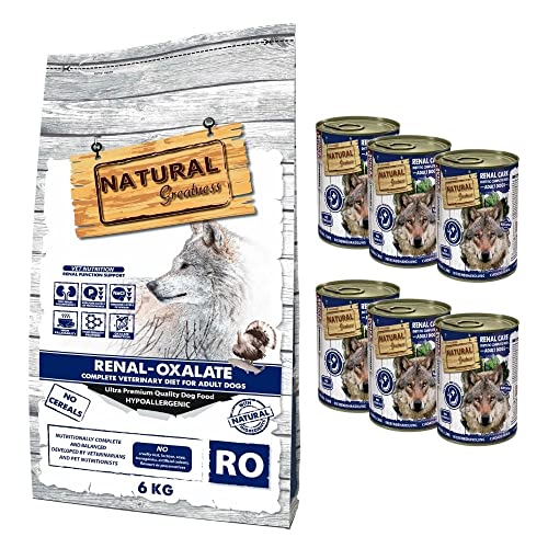 Pienso para Perros Cuidado RENAL Sin Cereales Natural Greatness + 6 Latas 400 grs | ANIMALUJOS (Saco 6 Kg + 6 Latas)