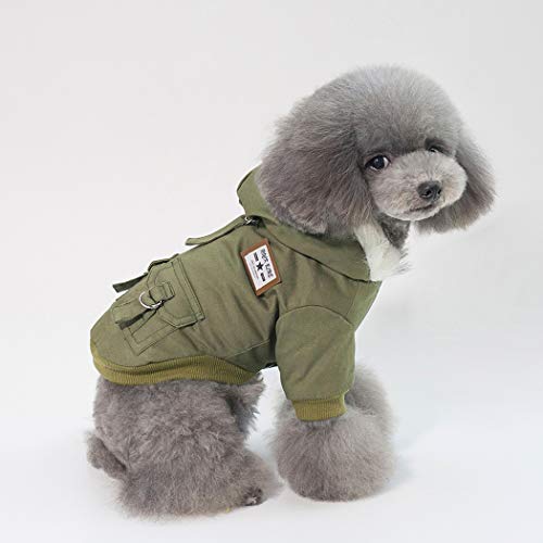 PLMOKN Sudaderas con Capucha para Perros, Ropa de Trabajo para Mascotas, Uniforme Militar para Perros, suéter con Capucha del ejército(XL, Green)