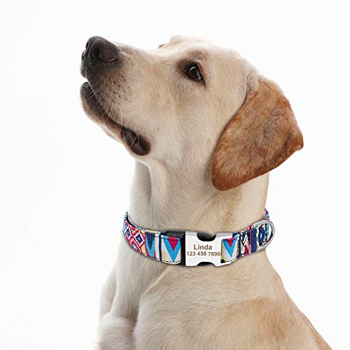 PMWLKJ Collar de Perro Personalizado Collar de Etiqueta de Gato para Mascotas Collar Ajustable de Perro Personalizado para pequeños y Grandes Pitbulls S SBC019minzulan